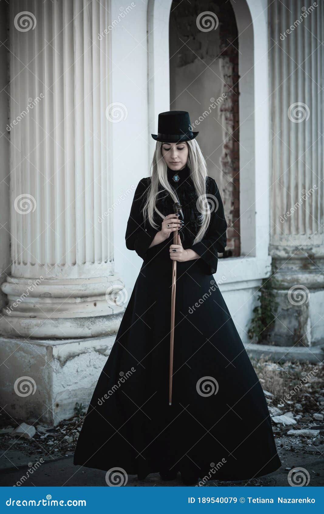 Victorian Classical Woman Goth, Gothic Style Stock Image - Image