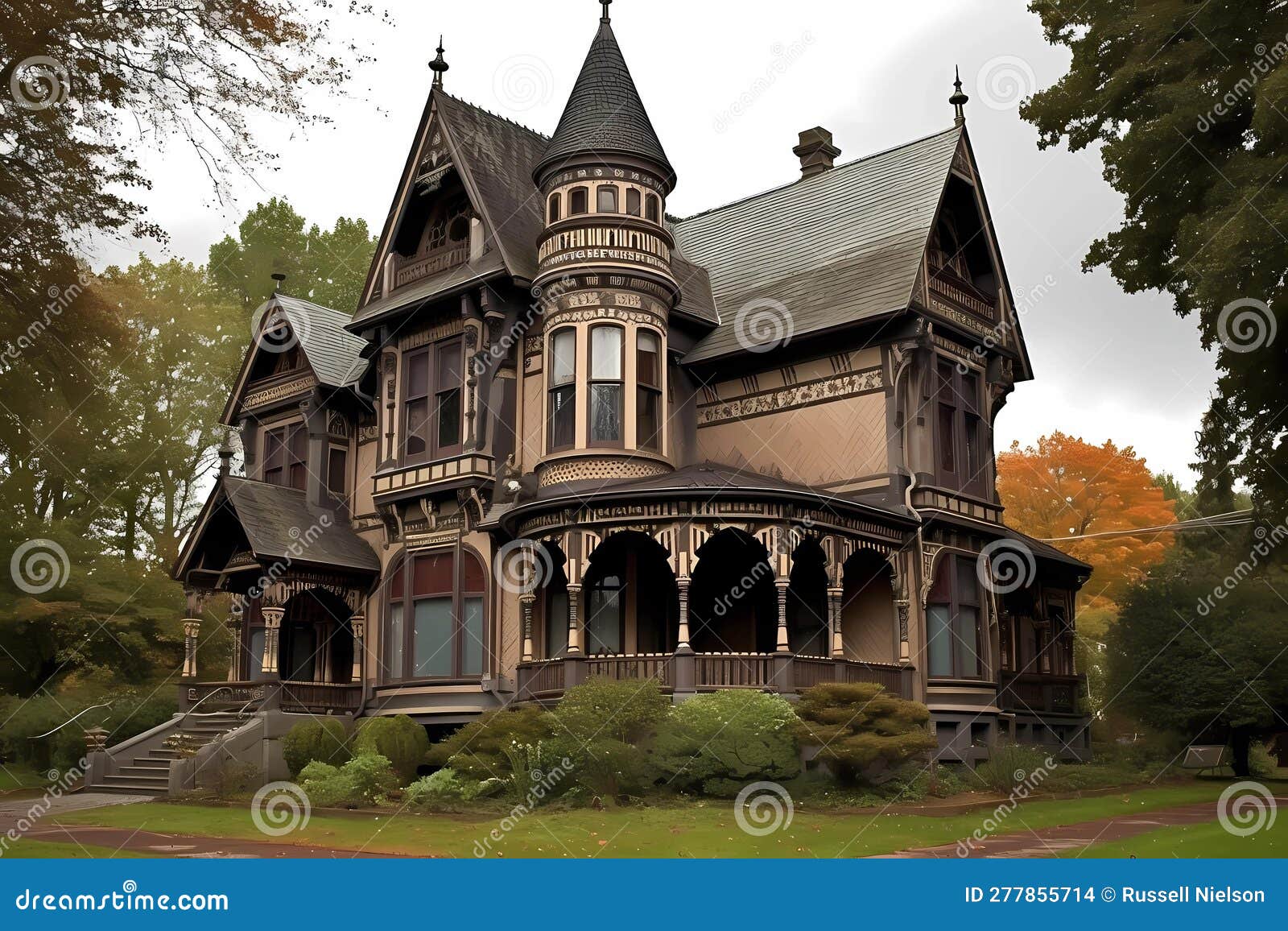 Victorian Gothic Style House (Generative AI) Stock Illustration ...