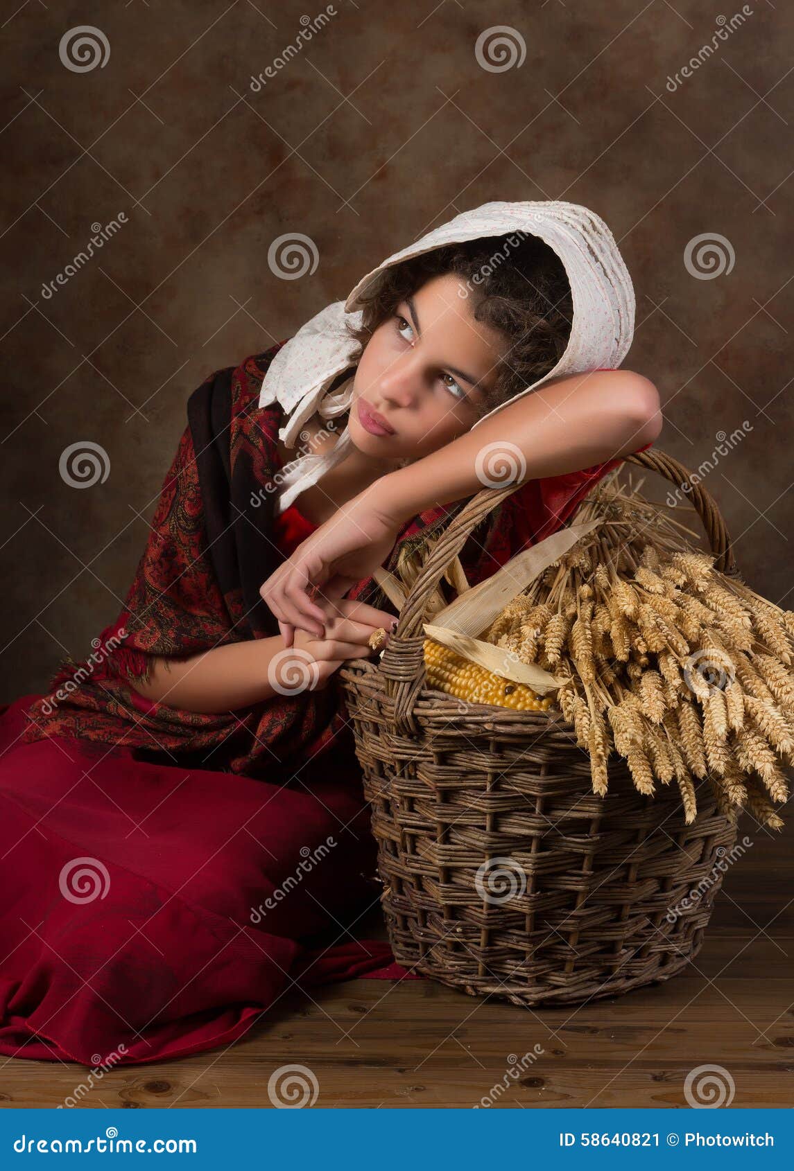 victorian peasant girl with basket