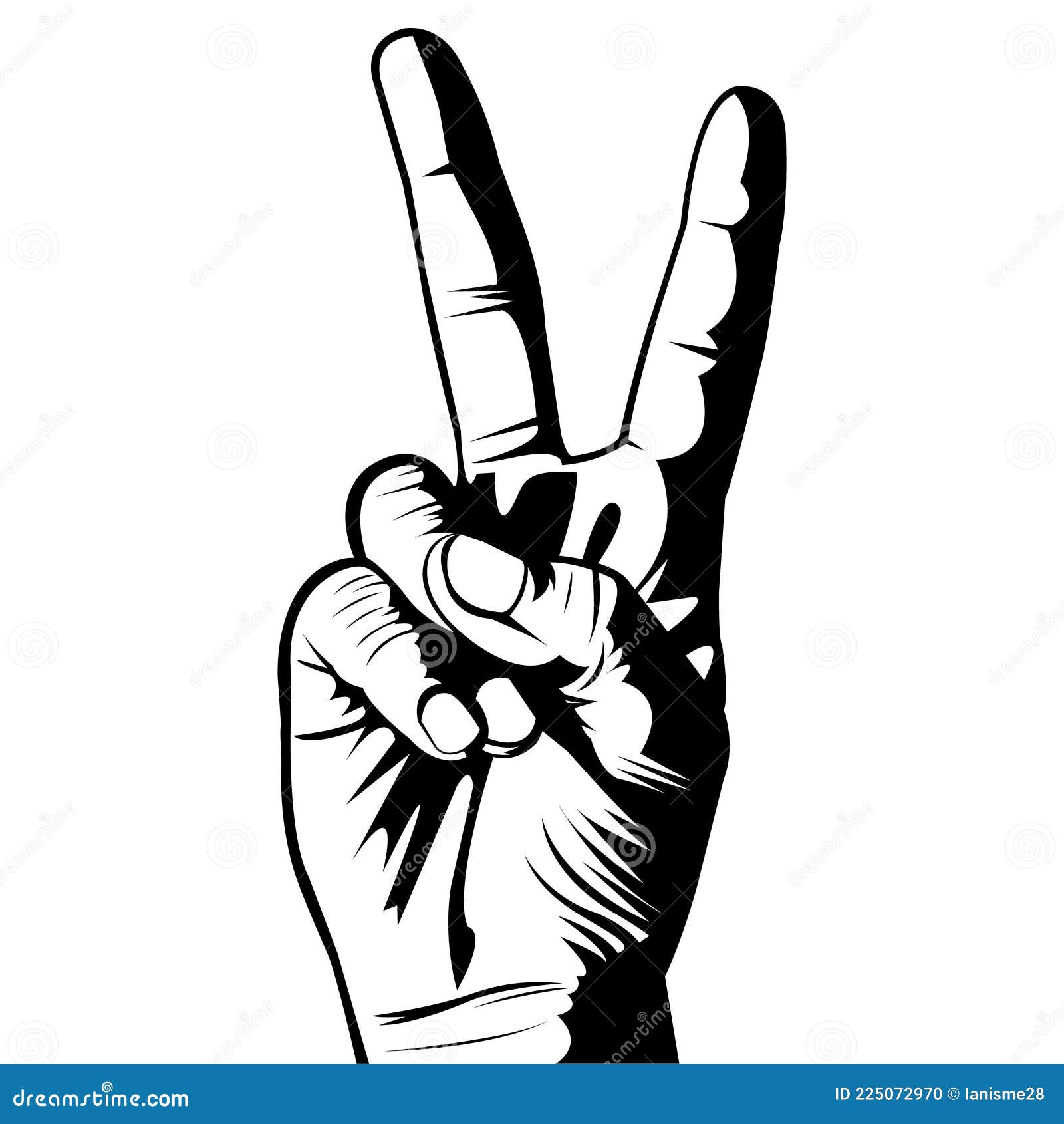 Simple Illustration of Victory Symbol Finger Gesture Stock Vector