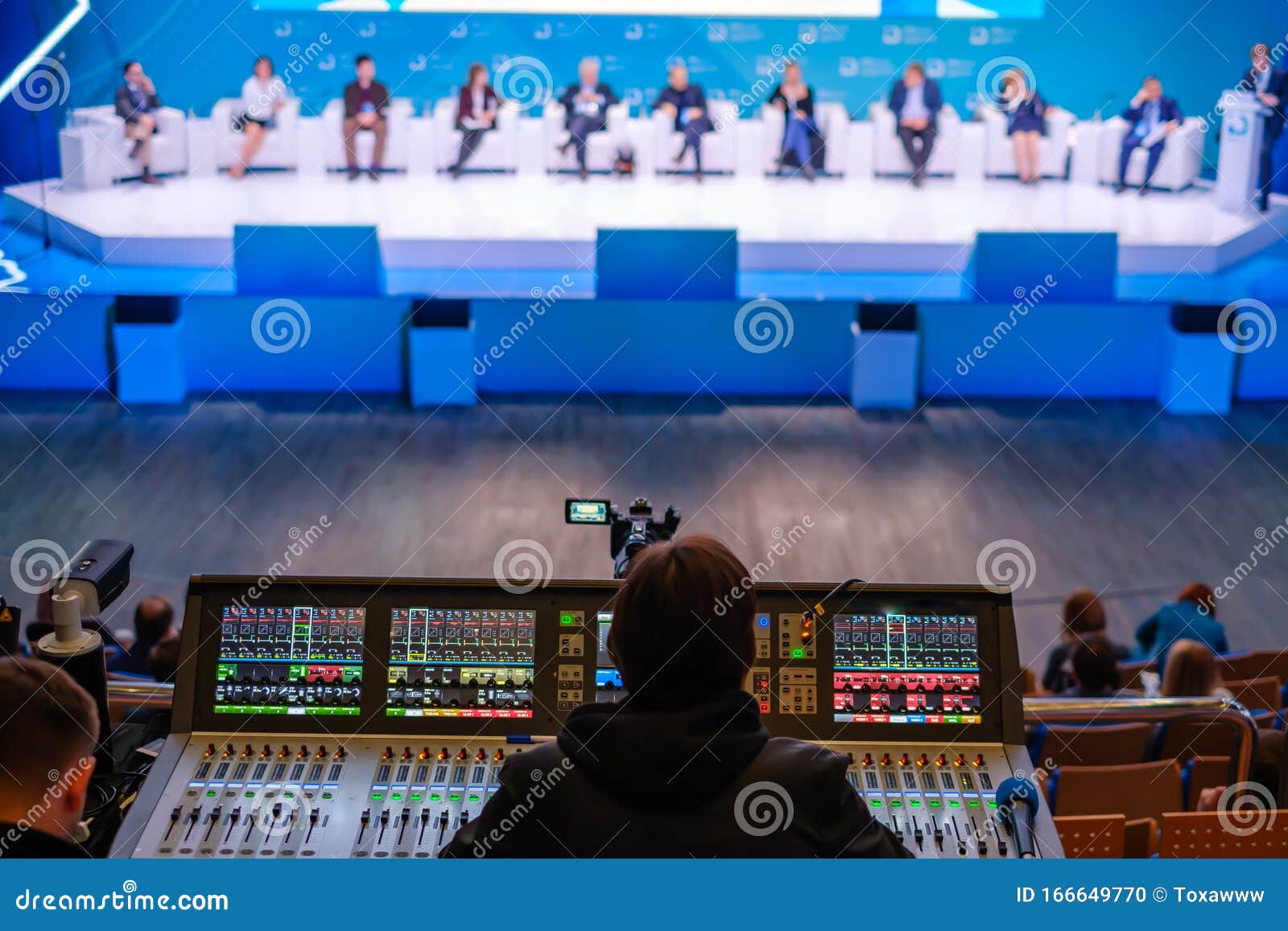 Video and Audio Engineer Working at the Event Editorial Image Image