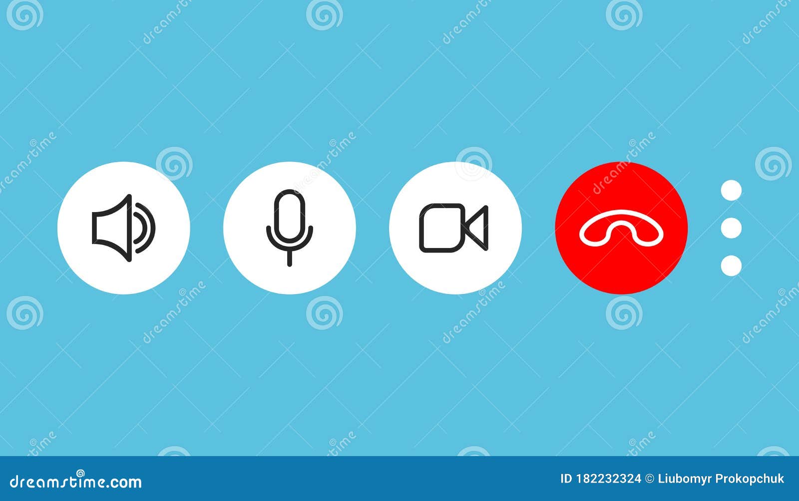 Video Call Screen Template. Video Cal Icons Set Stock Illustration