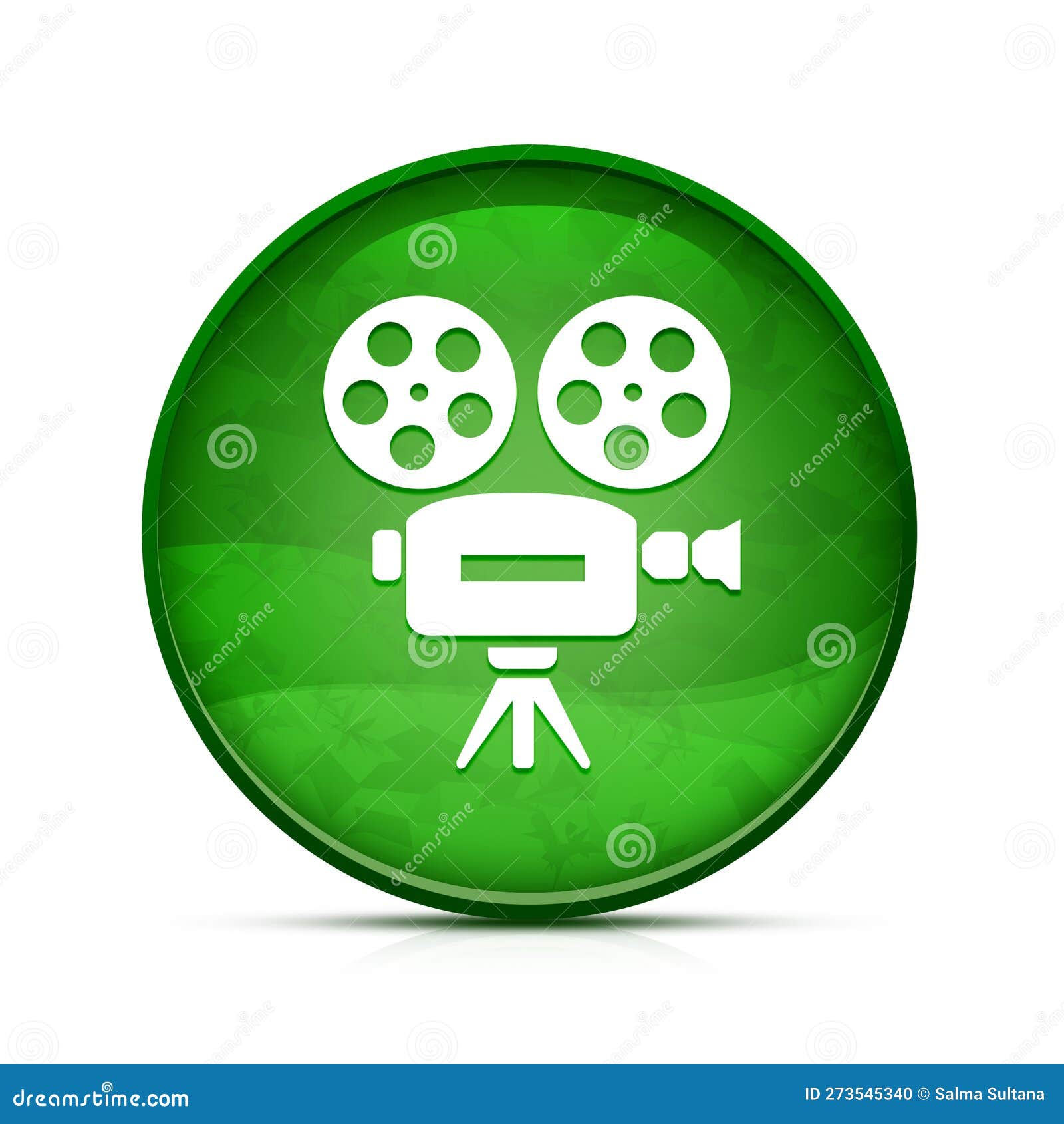 Video Camera Help Icon on Classy Splash Green Round Button Illustration