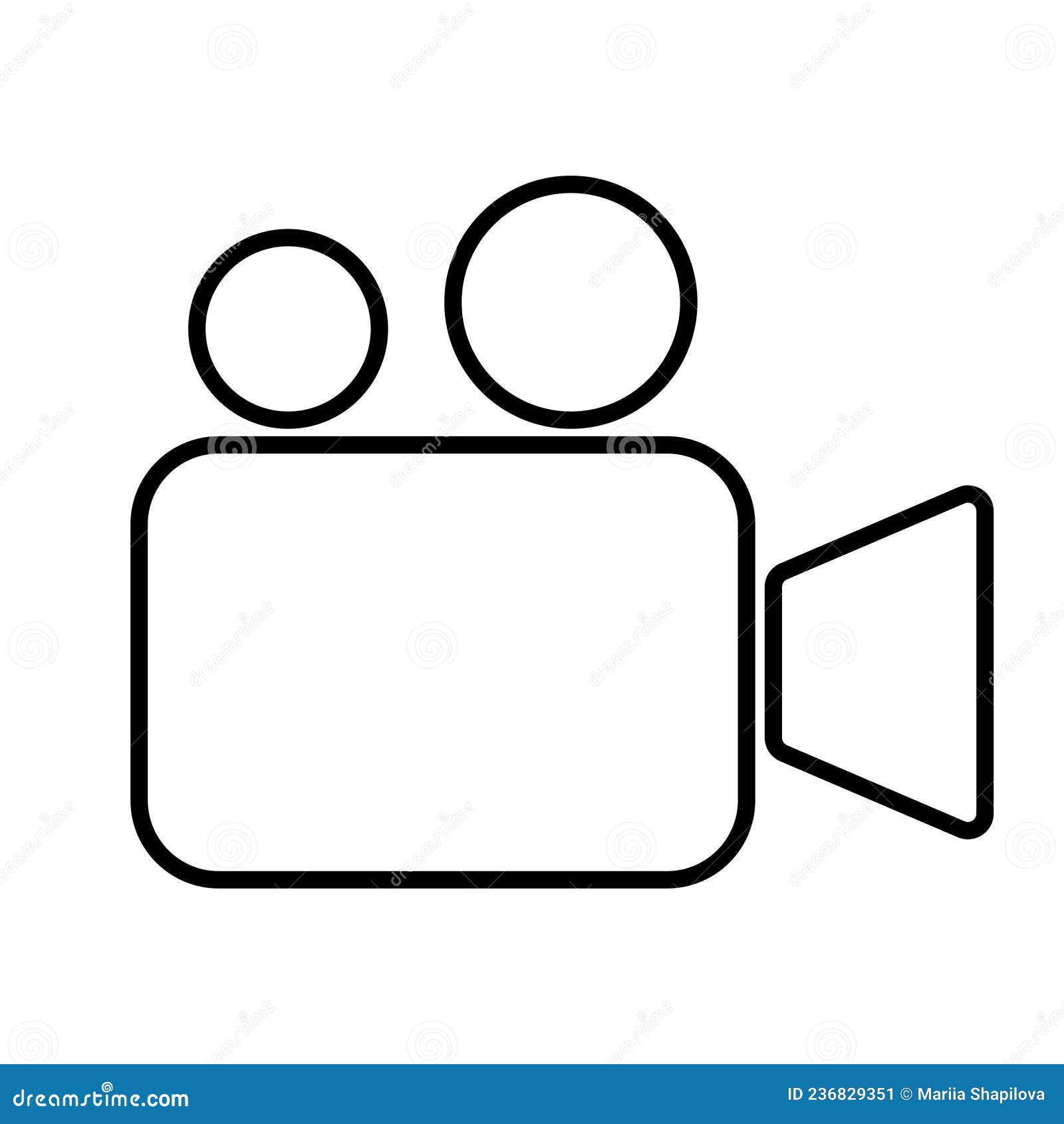 Video Camera Icon. Line Art Style Stock Vector Illustration of photographer, simple 236829351