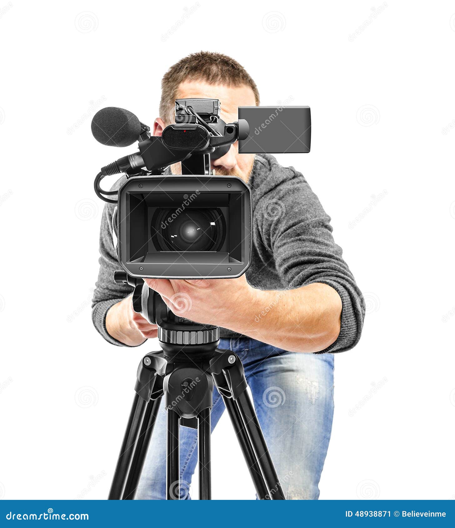 Video Camera Operator Filmed. Stock Image Image of shoot, director