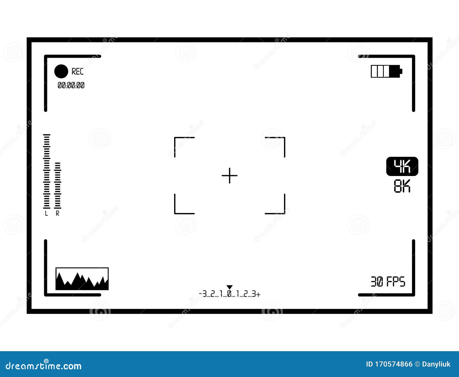 Video Camera Viewfinder Display. Vector Template Digital Video Picture