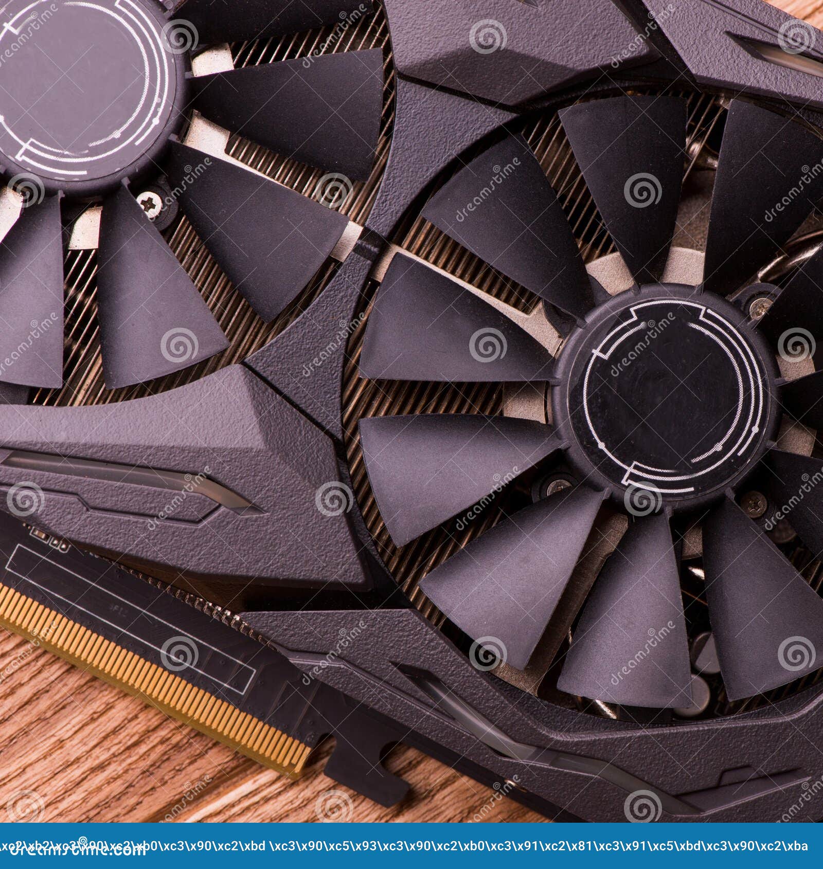 Video Card Close Up. Computer Graphics Card. Video Card Cooling Stock