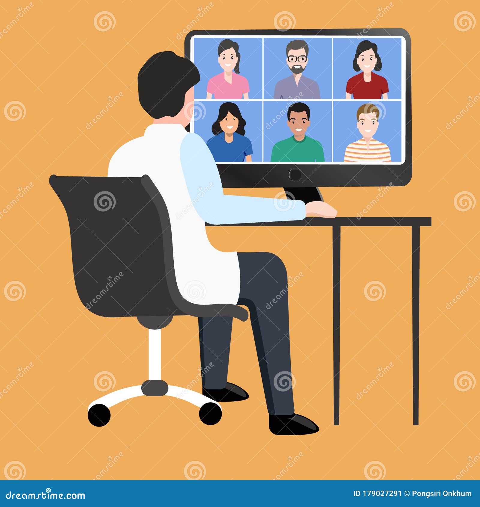 Video conference call stock vector. Illustration of online - 179027291