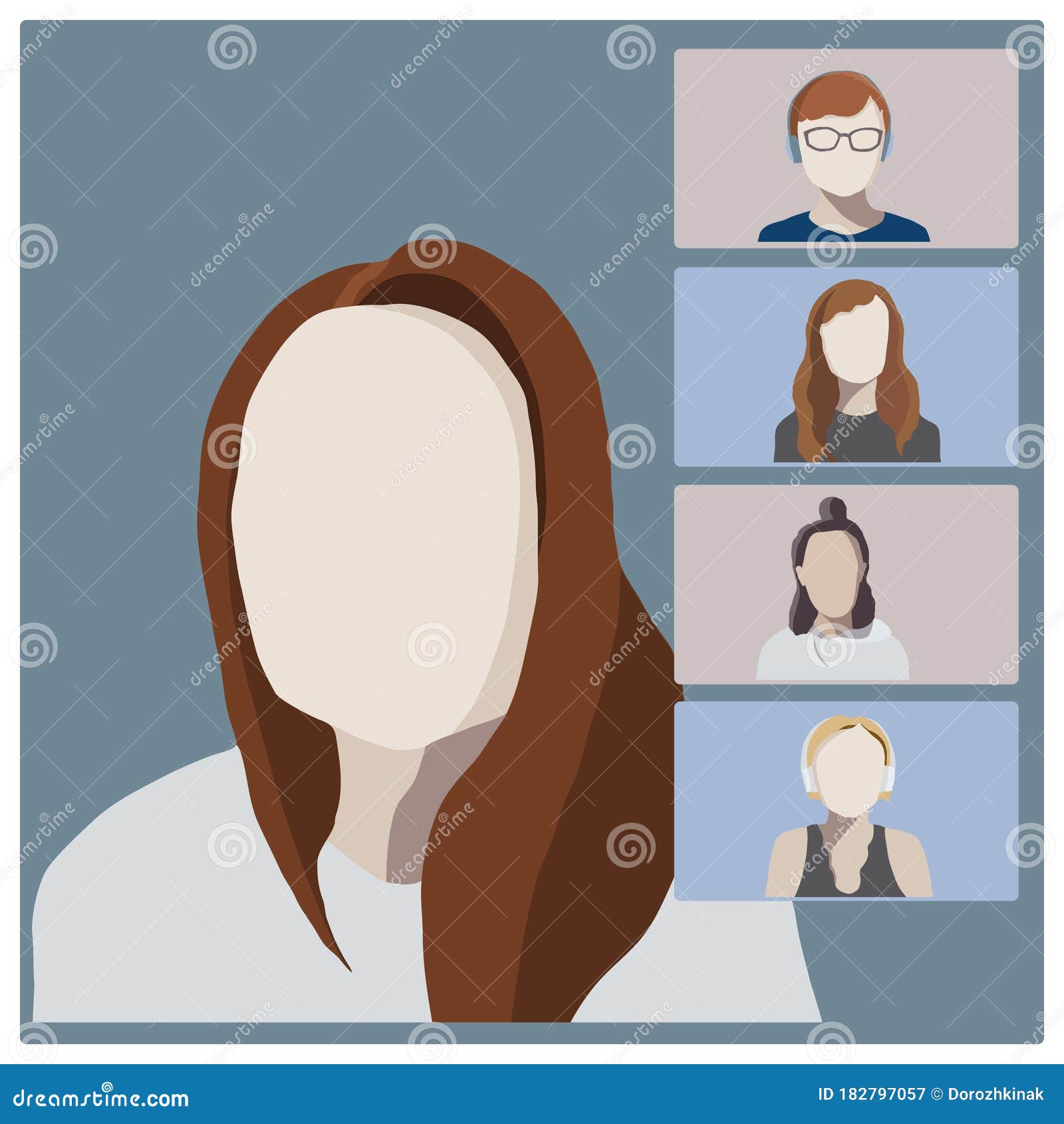 Video Conference Call Vector Illustration Stock Vector - Illustration