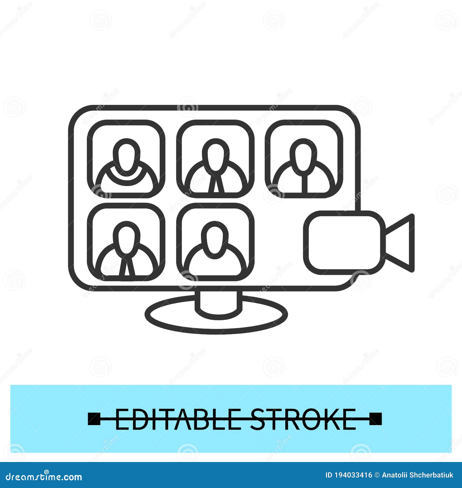 Video Conference Icon. Remote Team Meeting, Presentation or Discussion
