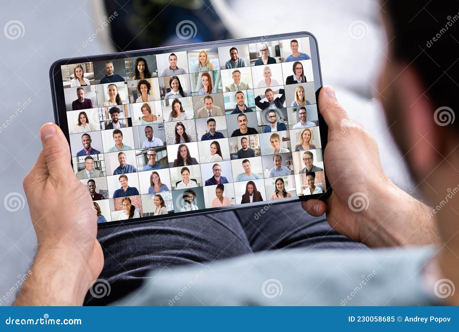 Video Conference Webinar on Tablet Stock Image - Image of tablet