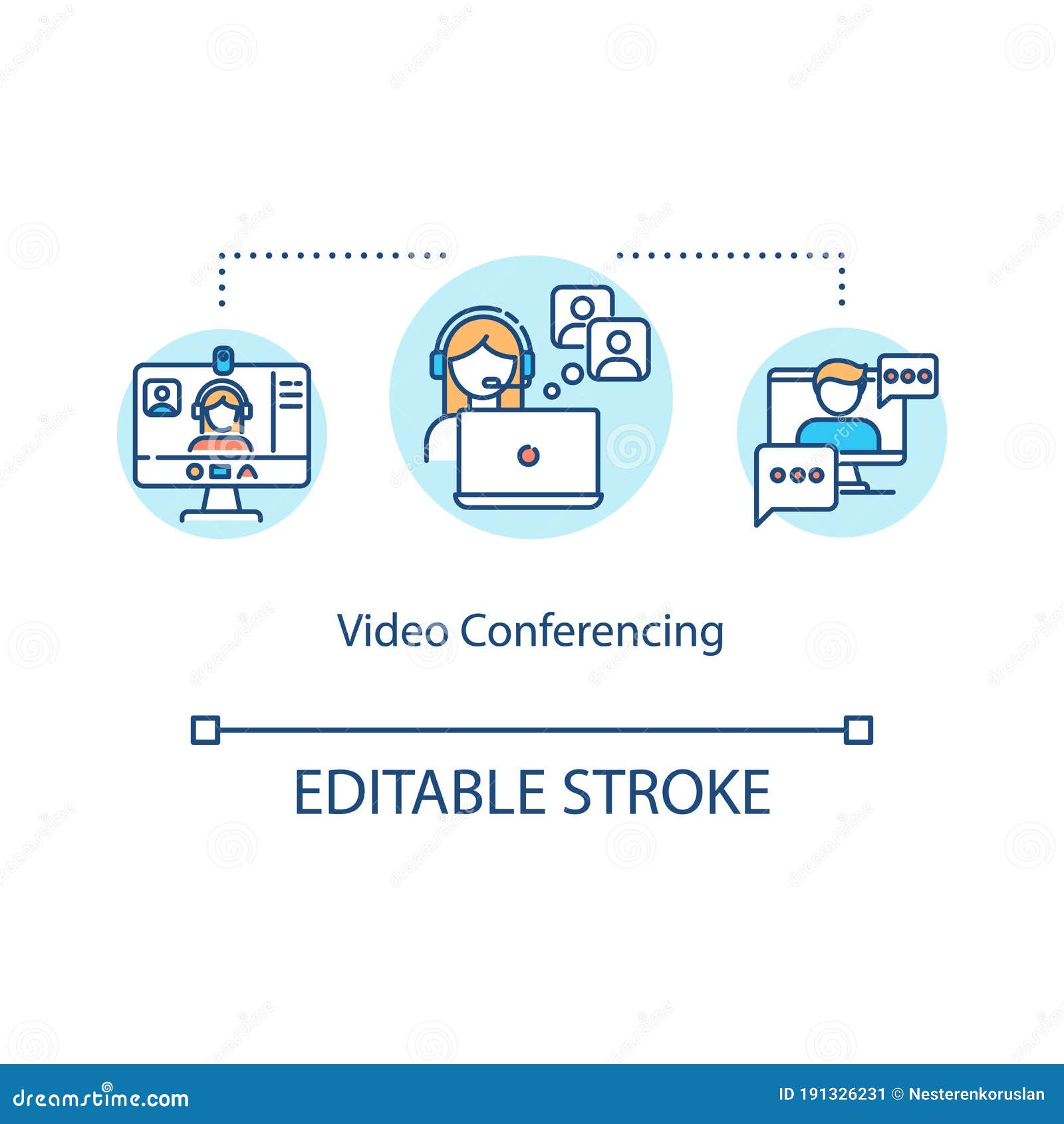 Video stream icon line. Isolated symbol on online education topic