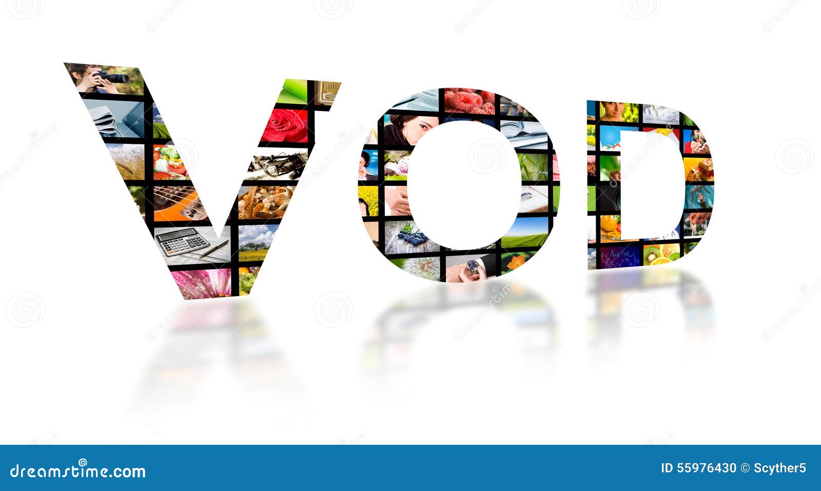 Video on Demand Abstract Text, Tv Concept. Stock Photo Image of media