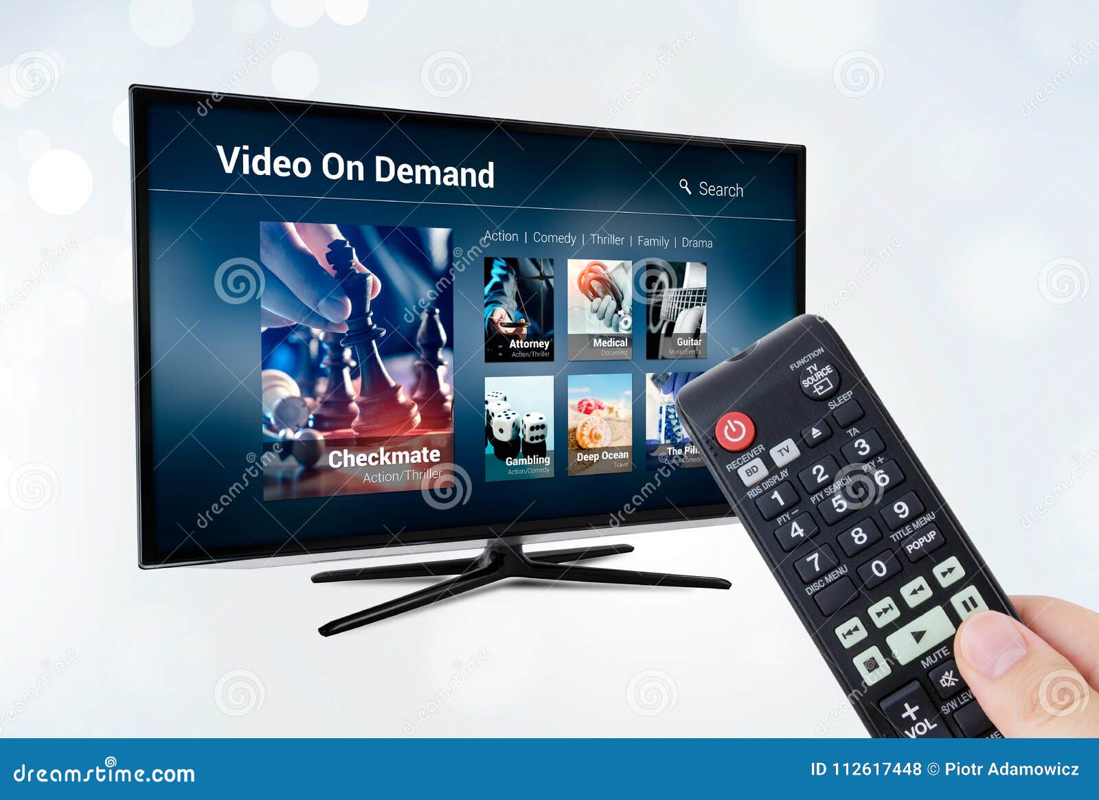Video on Demand VOD Application or Service on Smart TV Stock Photo