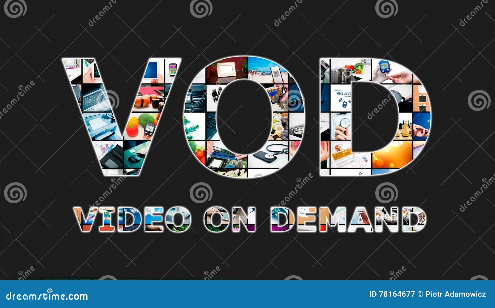 Video on Demand VOD Service in TV Stock Illustration