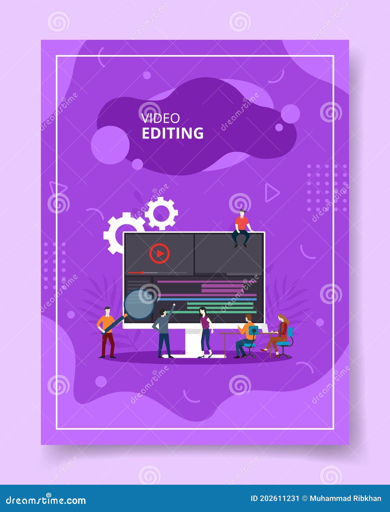 Video Editing People Coworking on Computer for Template of Banners, Flyer,  Books Cover, Magazines with Liquid Shape Style Stock Vector - Illustration  of digital, designer: 202611231