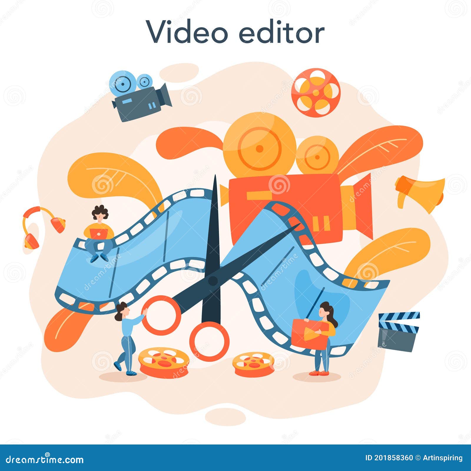 Video Editor or Designer. Artist Create Computer Animation for Multimedia  Stock Vector - Illustration of element, editor: 201858360