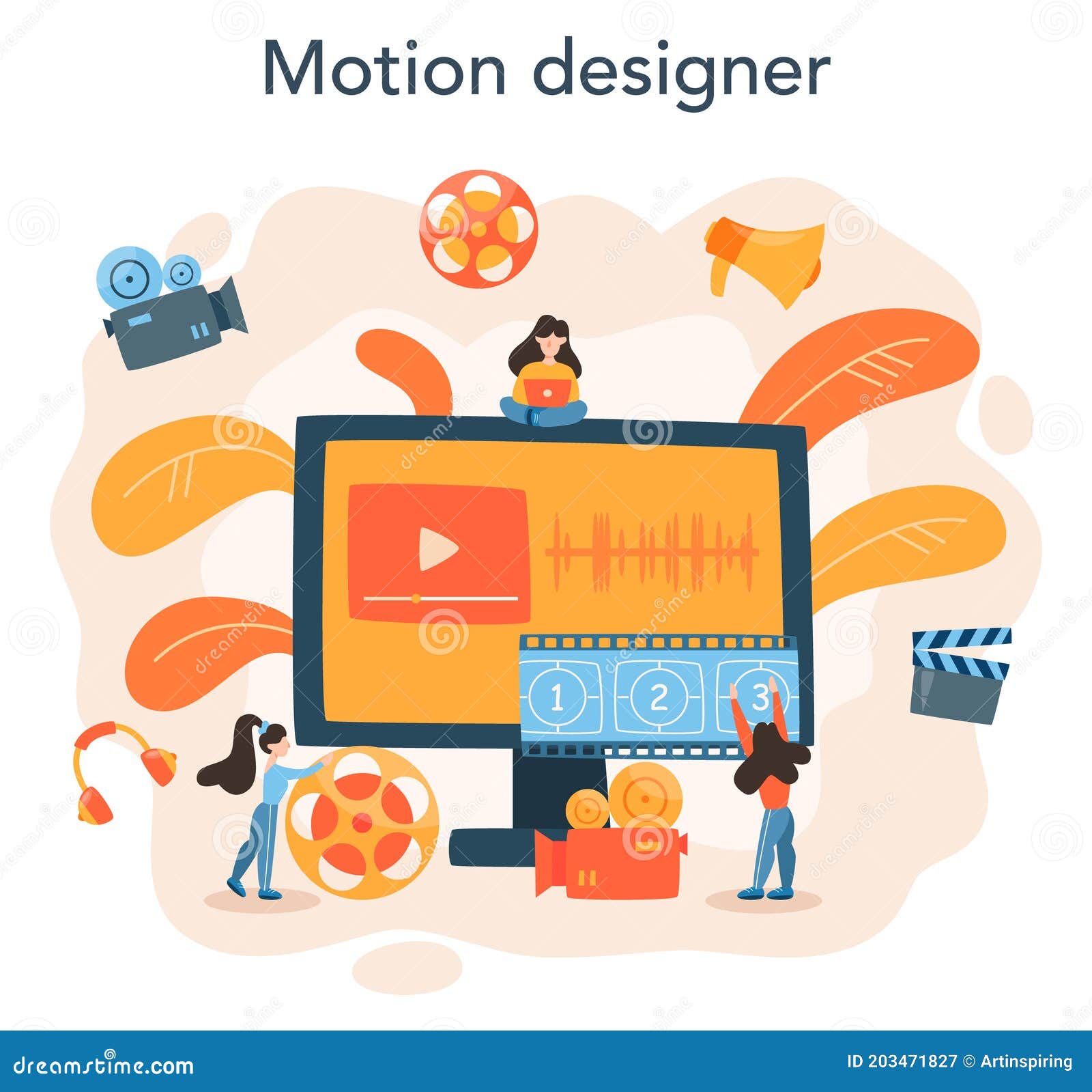 Video Editor or Designer. Artist Create Computer Animation for Multimedia Stock Vector - Illustration of abstract, cartoon: 203471827 Video Editor or Designer. Artist Create Computer Animation for Multimedia Stock Vector - Illustration of abstract, cartoon: 203471827