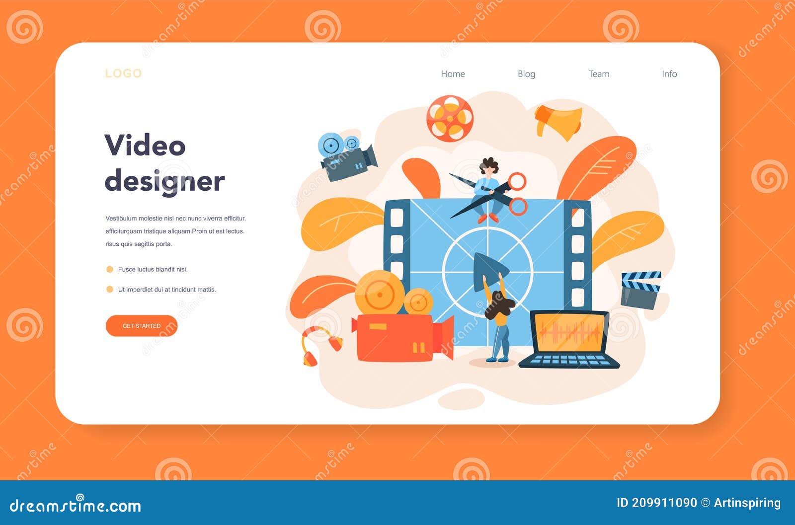 Video Editor or Designer Web Banner or Landing Page. Artist Create Stock  Vector - Illustration of minimal, software: 209911090