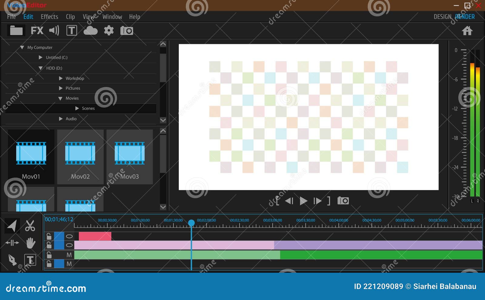Video Editor. Program Interface. Overlay. Simulate the Transparency of