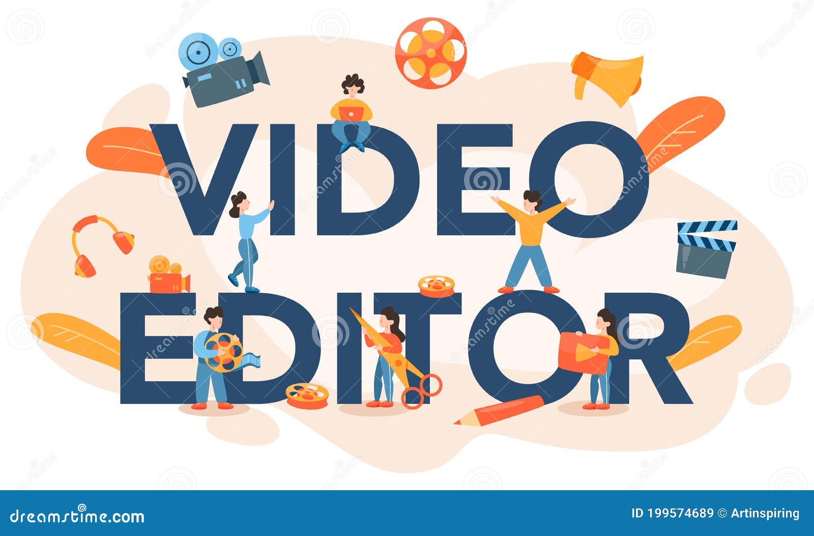 Download Video Editor Typographic Header. Artist Create Computer Animation Stock Vector - Illustration of ...