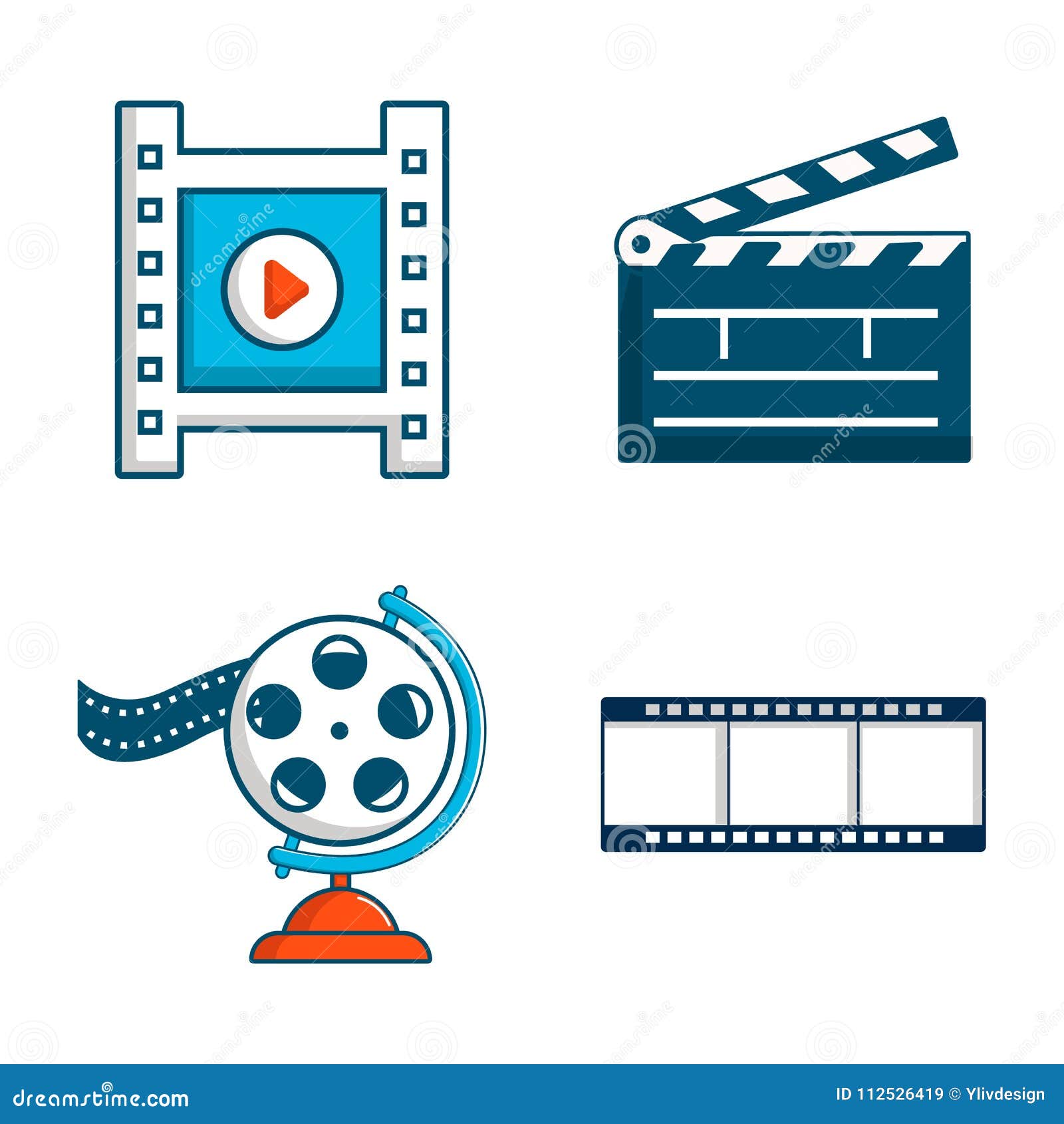 Video File Icon Set, Cartoon Style Stock Vector - Illustration of ...