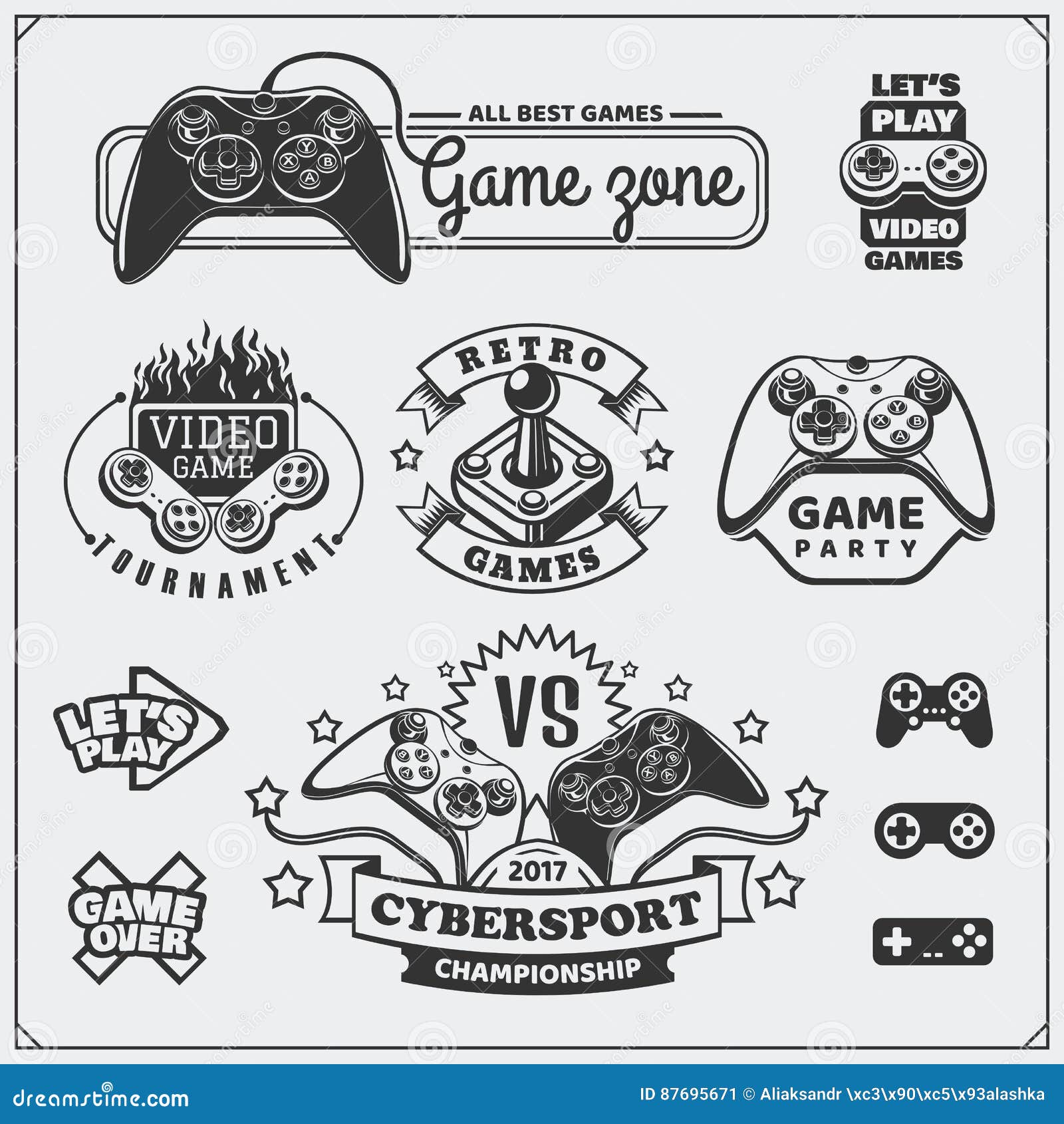 Video Game Club Emblems Labels Icons Badges And Design Elements Video Game Club Emblems Labels Icons Badges And Design Elements