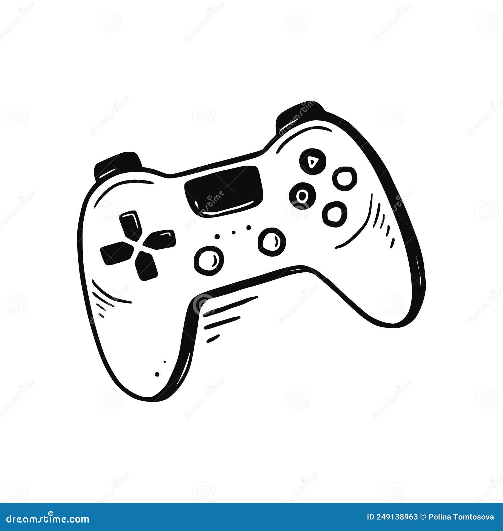Video Game Joystick Hand Drawn Doodle Control Stock Vector