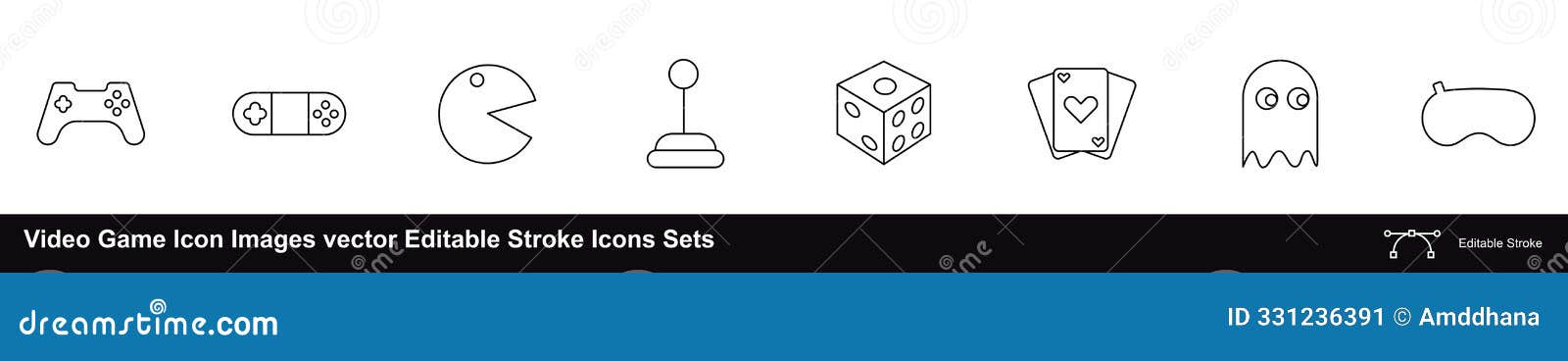 video game icon images  editable stroke icons sets