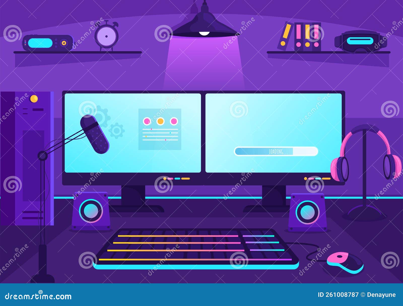 Video Game Room Interior with Android Mobile Computer and Comfortable