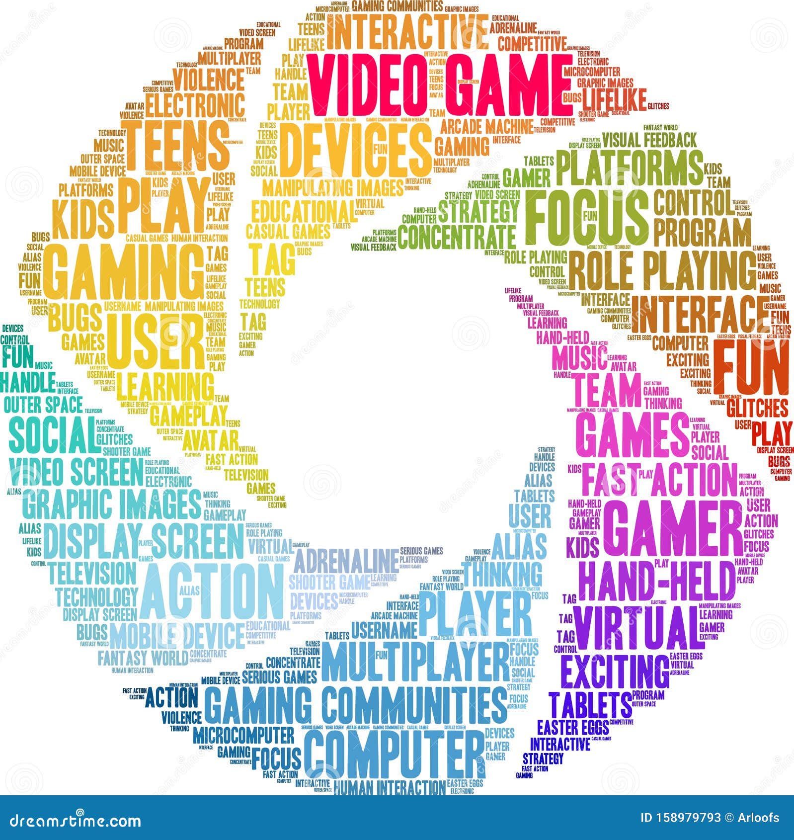 Video Game Word Cloud stock vector. Illustration of competitive 158979793