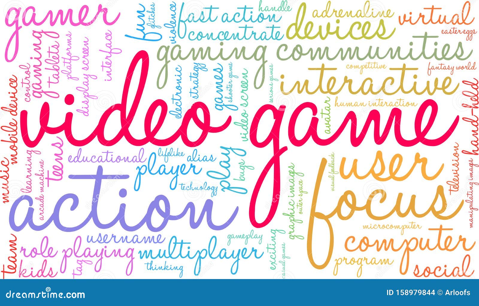 Video Game Word Cloud stock vector. Illustration of arcade 158979844