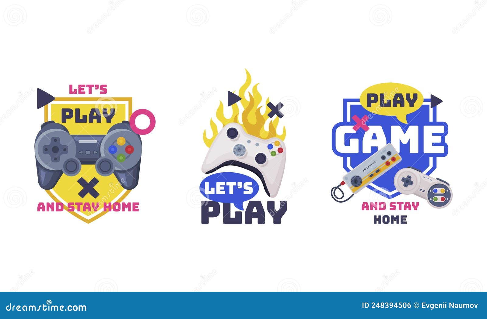 Video Game Zone Sticker with Gamepad As Game Controller and Word Vector
