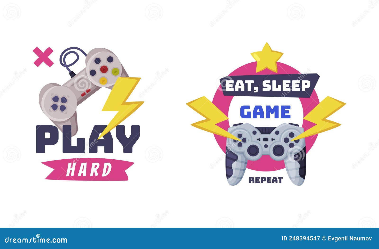 Video Game Zone Sticker with Gamepad As Game Controller and Word Vector