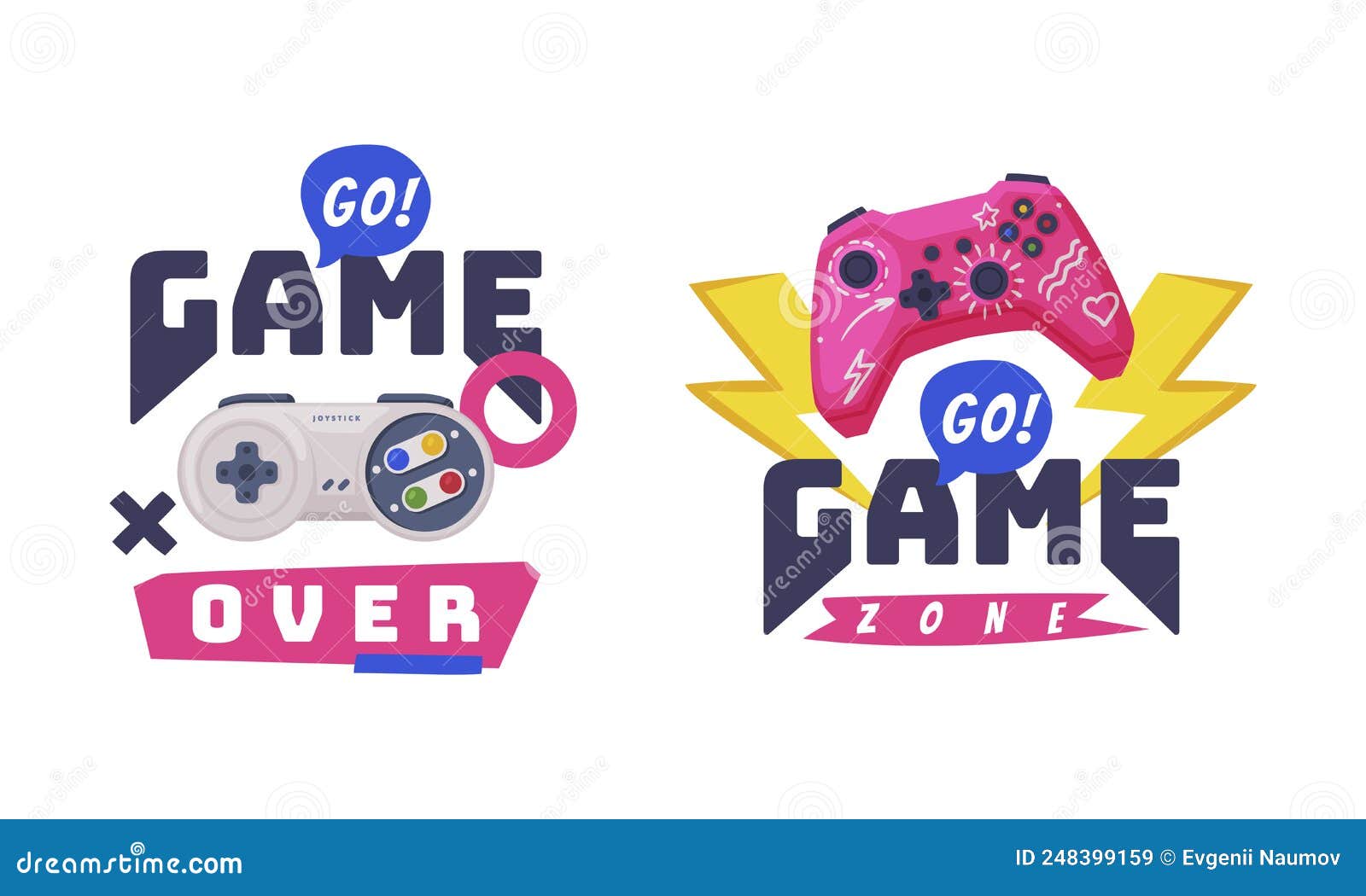Video Game Zone Sticker with Gamepad As Game Controller and Word Vector