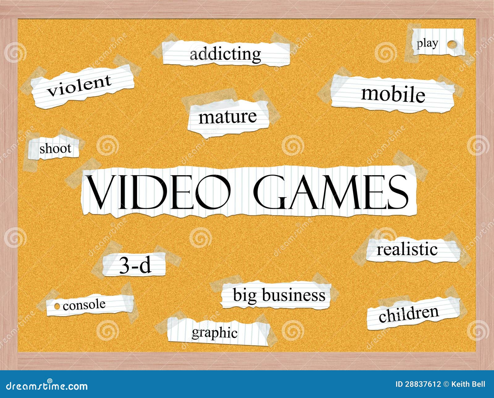 Video Games Corkboard Word Concept Stock Photography Image 28837612