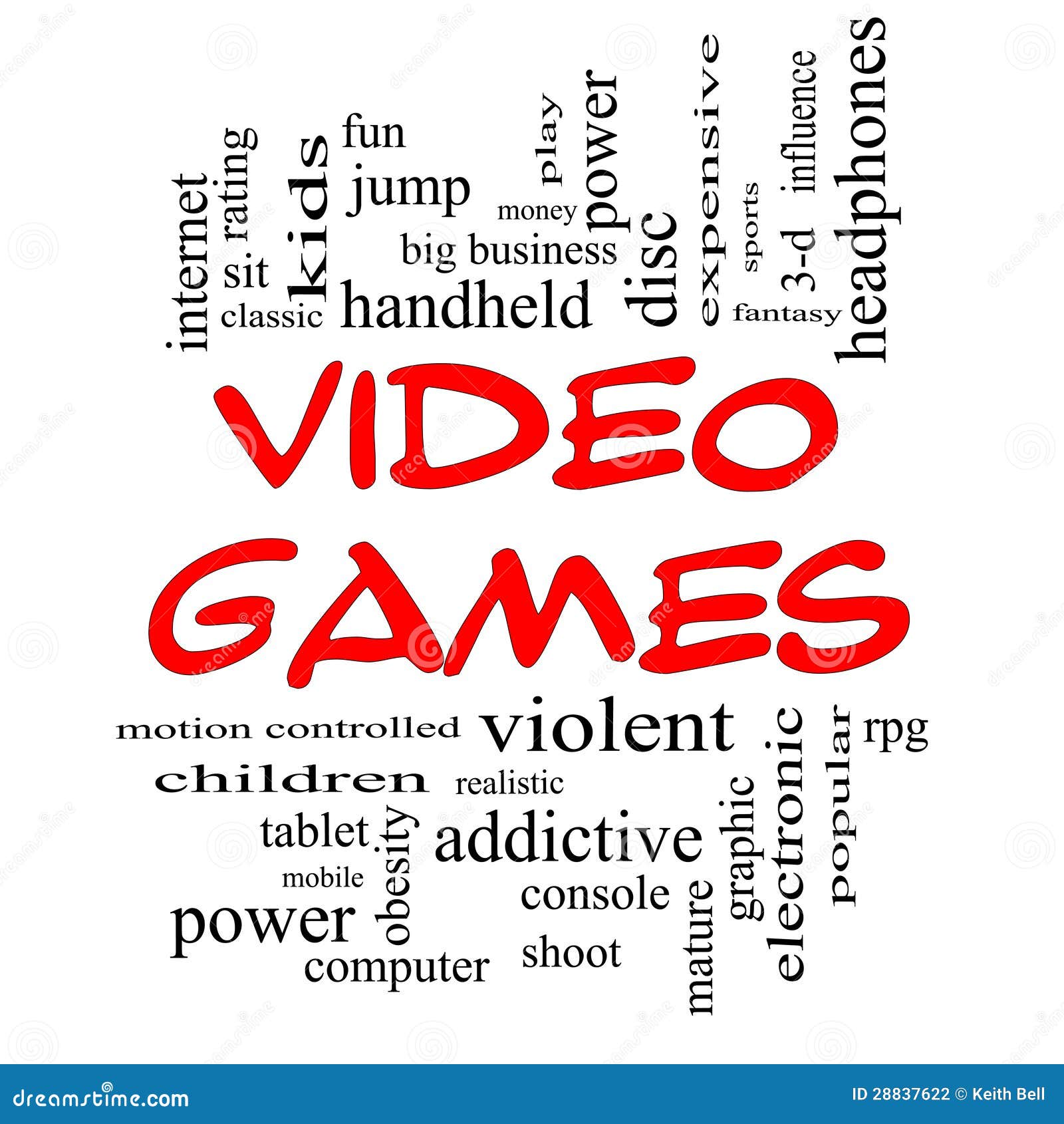 Video Games Word Cloud Concept in Red Caps Stock Illustration Illustration of graphic, console