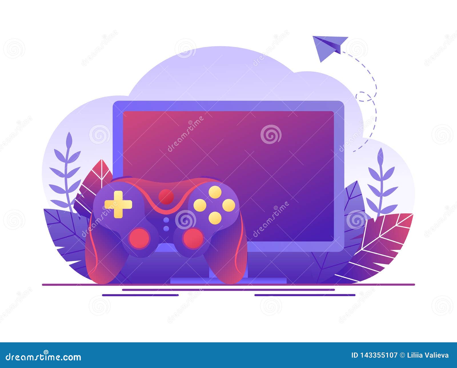 bekken Zie insecten Beurs Video Gaming, Online Games. Computer Screen and Gamepad. Flat Concept  Vector Illustration for Web Page, Banner, Presentation Stock Illustration -  Illustration of control, entertainment: 143355107