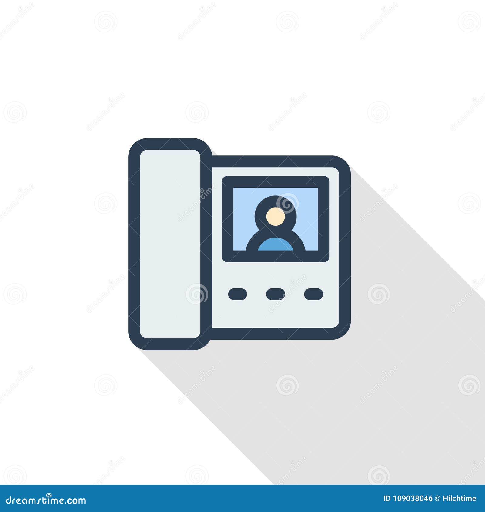 video intercoms thin line flat color icon. linear  . colorful long shadow .