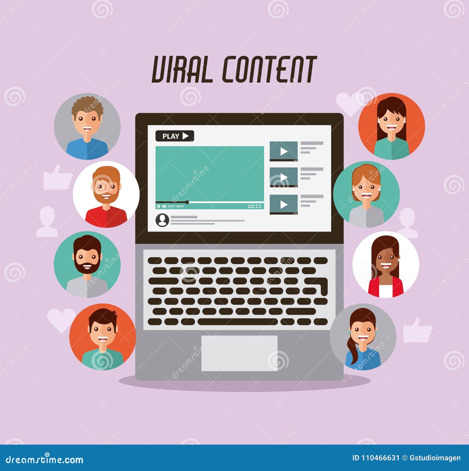 Video Marketing Viral Content People Views Stock Vector Illustration