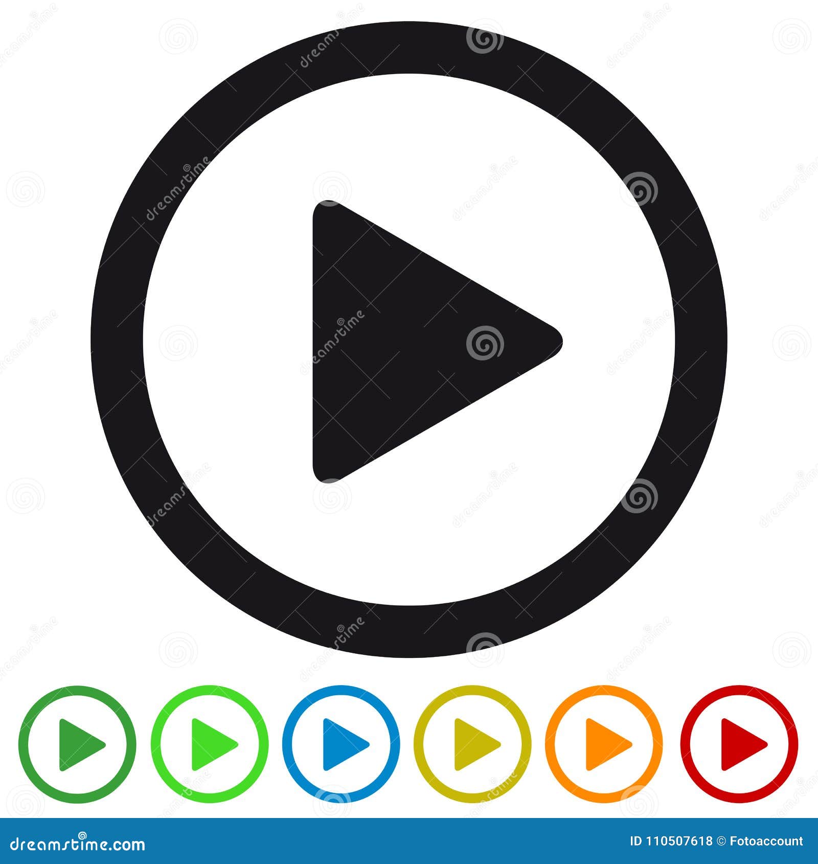 video media play button flat icon for apps and websites - colorful   -  on white