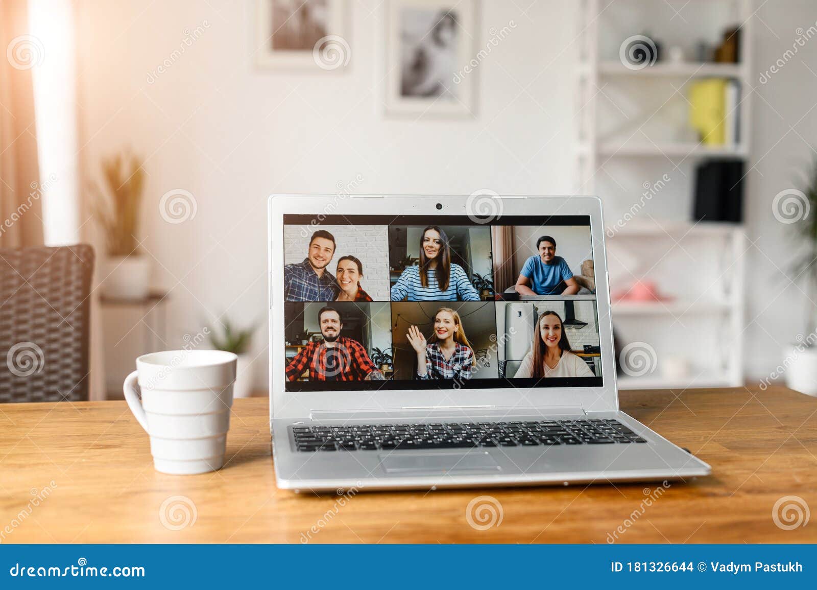video meeting on laptop screen, zoom app