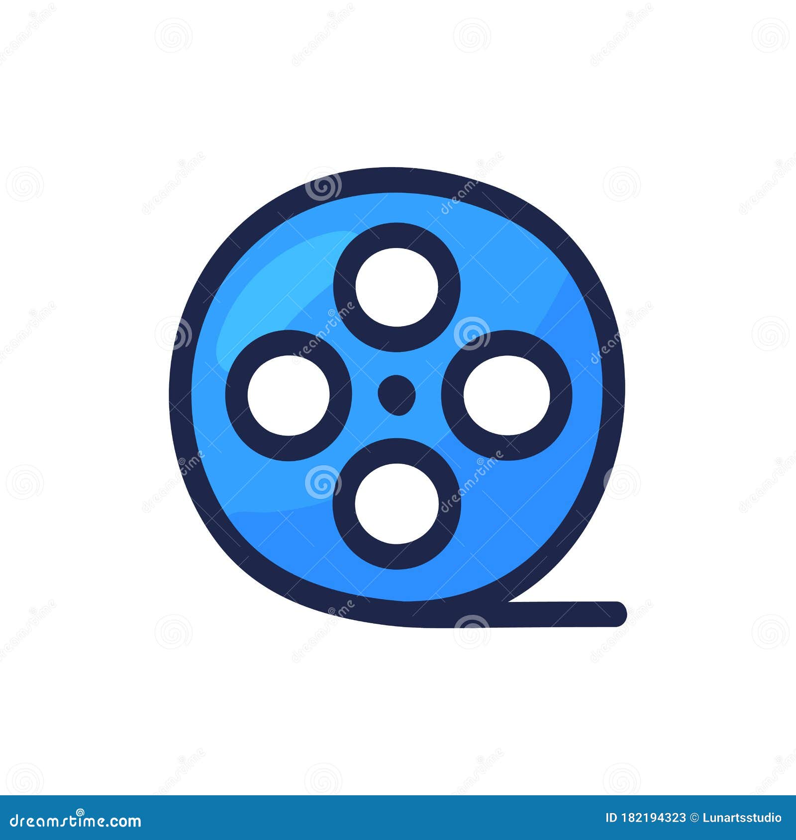 Video Movie or Film Reel Simple Outline Color Icon Isolated on White.  Cartoon Hand Draw Vector Illustration Stock Vector - Illustration of  modern, play: 182194323
