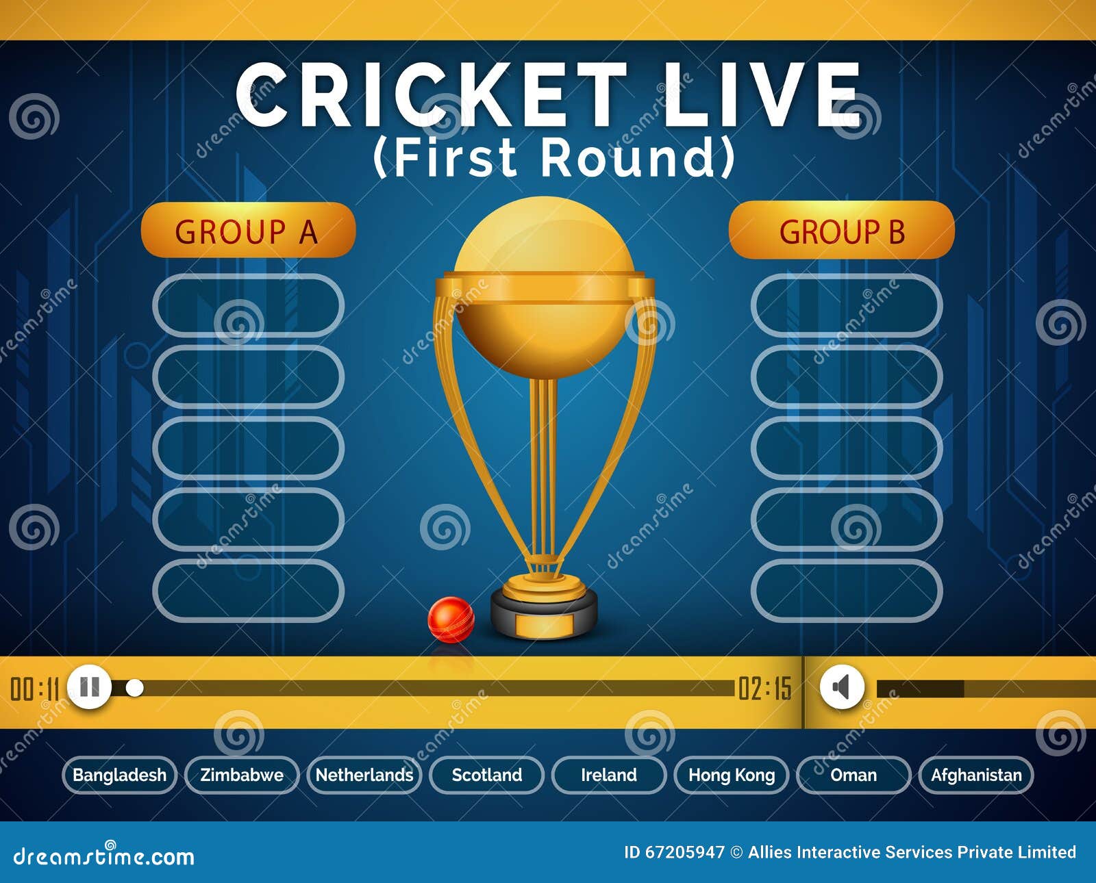 Video-Player-Fenster Für Live Cricket-TV-Sendung Stock Abbildung