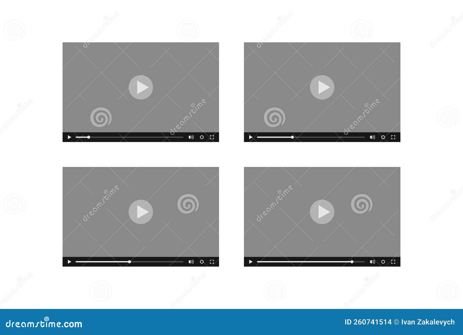 video player template icon set. multimedia player  . sign interface mediaplayer 
