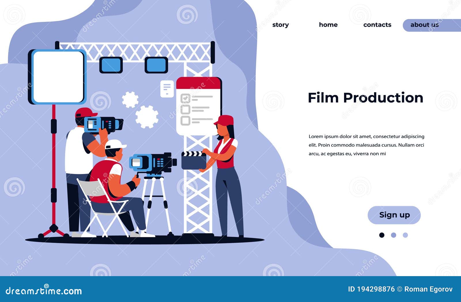 Video Production Landing Page. Movie Making Studio and Shooting Film Concept with Cartoon Movie Crew Characters Stock Vector - Illustration of making, camera: 194298876 Video Production Landing Page. Movie Making Studio and Shooting Film Concept with Cartoon Movie Crew Characters Stock Vector - Illustration of making, camera: 194298876