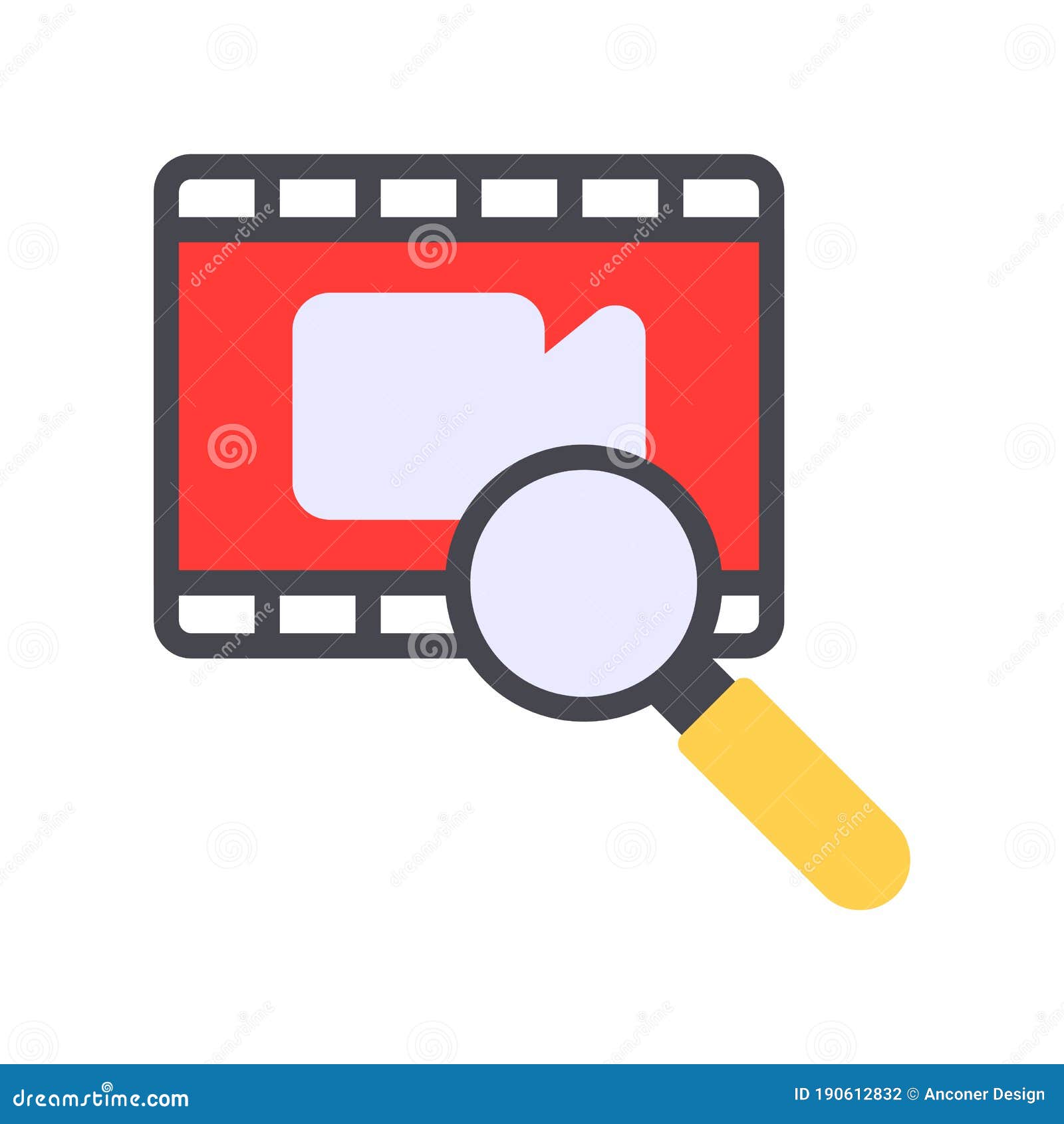 Video Search in Flat Style for Any Projects Stock Vector Illustration