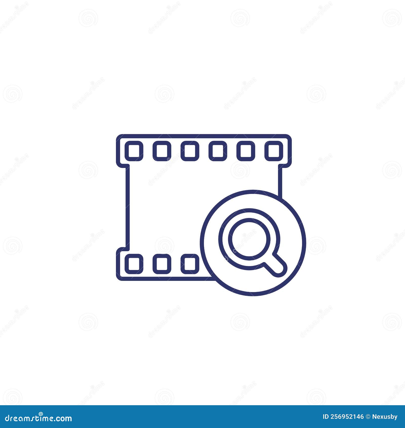 Video Search Vector Line Icon on White Stock Vector Illustration of