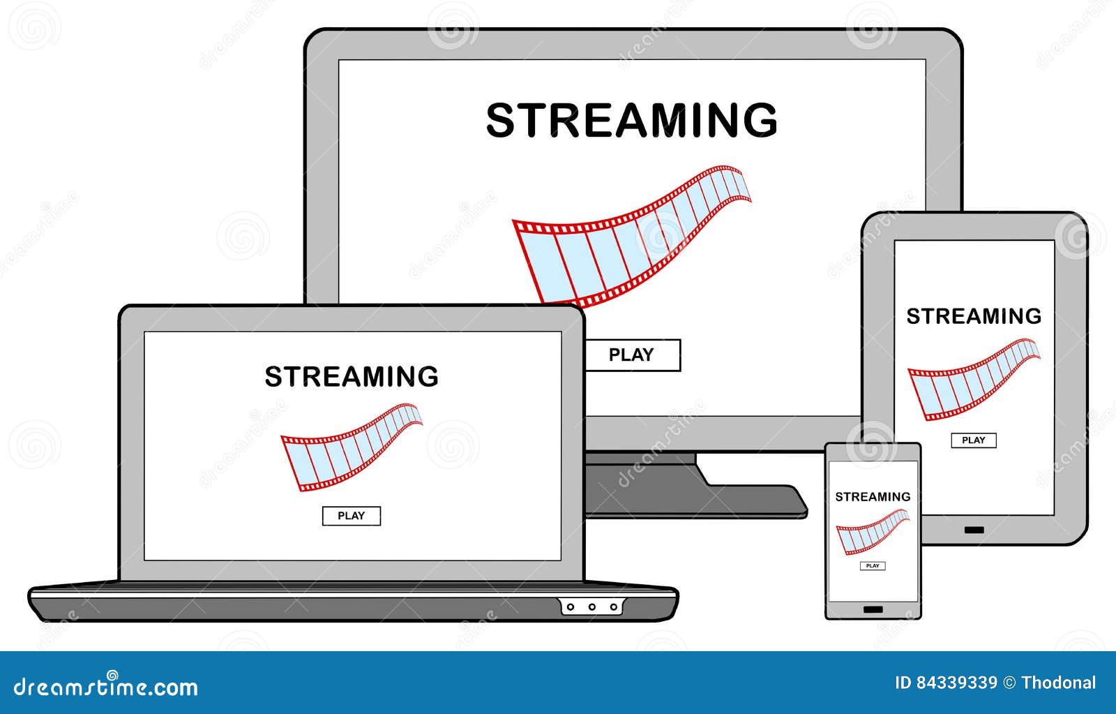 Video Streaming Concept on Different Devices Stock Illustration
