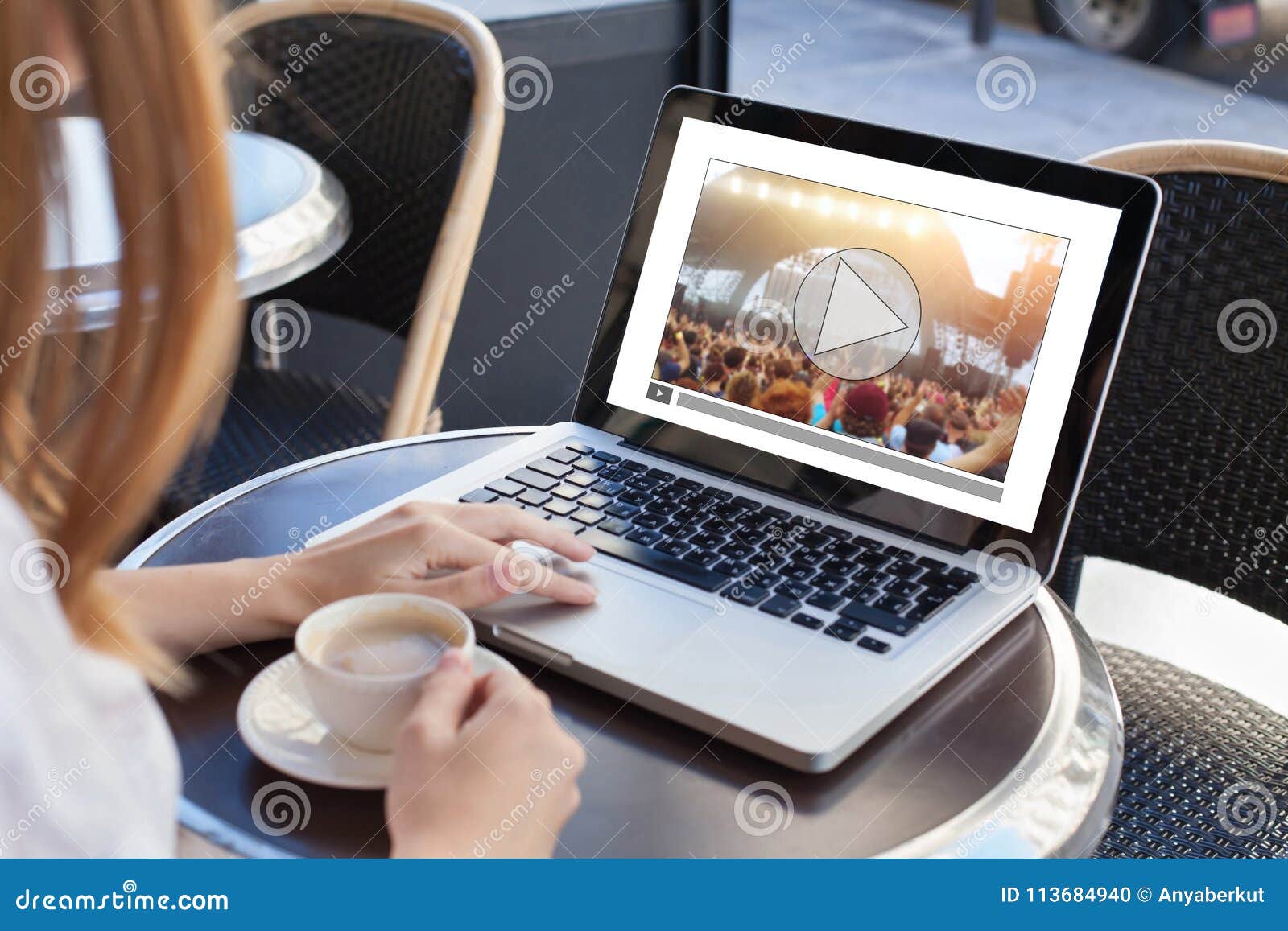 video streaming, online concert, woman watching live music clip on internet